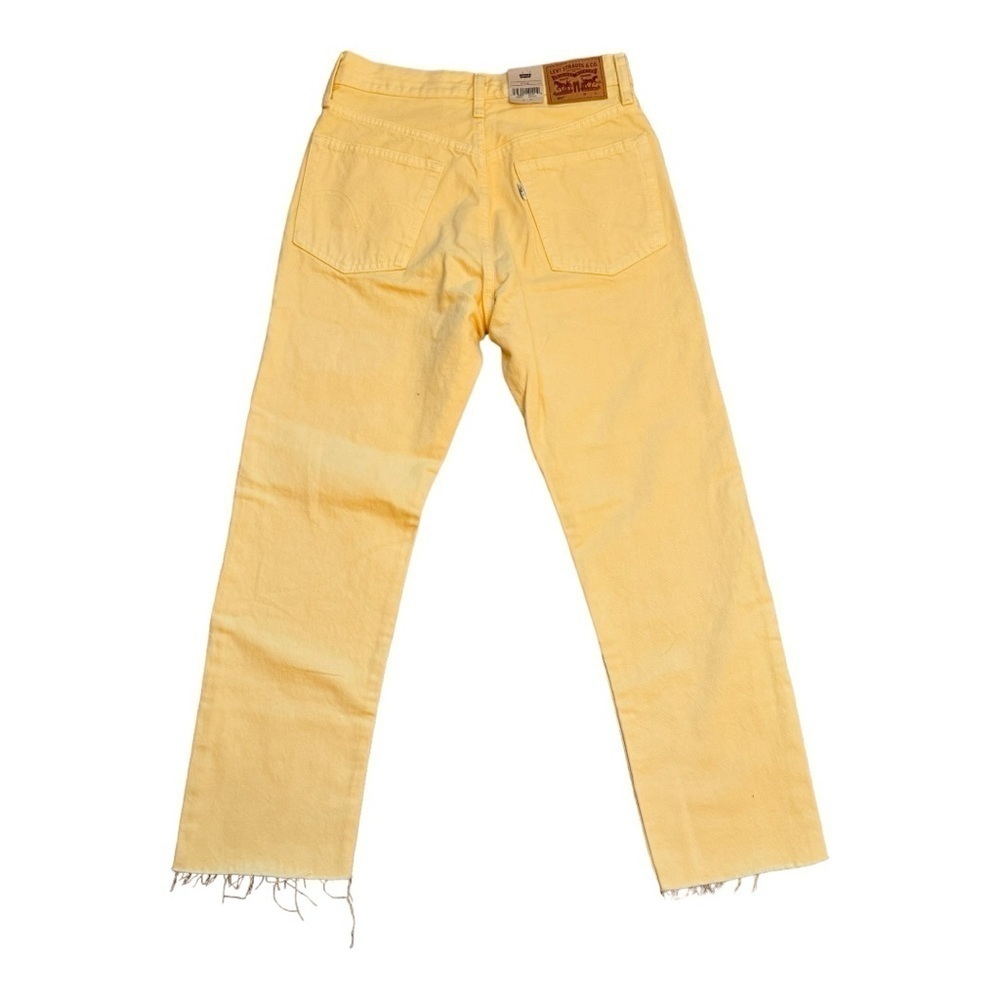 LEVI’S Cropped High Rise Straight Leg Raw Hem Yellow Jeans Size 27 NEW - Picture 6 of 10